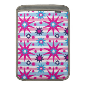 Bright Fun Hot Pink Blue Stars Snowflakes Striped Sleeves For MacBook Air