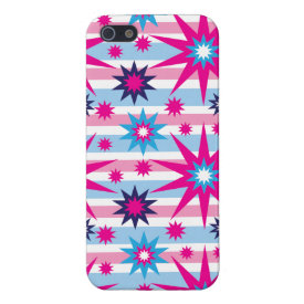 Bright Fun Hot Pink Blue Stars Snowflakes Striped Covers For iPhone 5