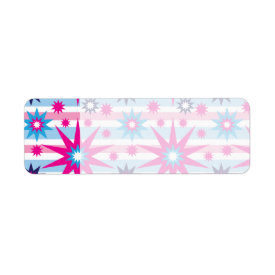 Bright Fun Hot Pink Blue Stars Snowflakes Striped Custom Return Address Label