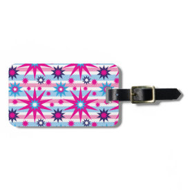 Bright Fun Hot Pink Blue Stars Snowflakes Striped Luggage Tags