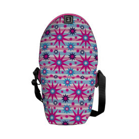 Bright Fun Hot Pink Blue Stars Snowflakes Striped Courier Bag