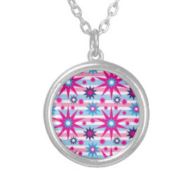 Bright Fun Hot Pink Blue Stars Snowflakes Striped Necklaces