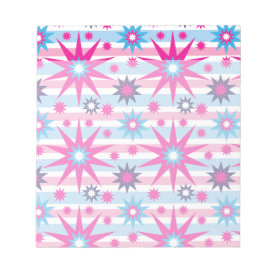 Bright Fun Hot Pink Blue Stars Snowflakes Striped Memo Pads