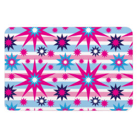 Bright Fun Hot Pink Blue Stars Snowflakes Striped Flexible Magnets