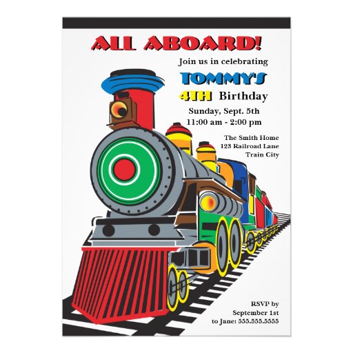 Bright Fun Kid Train Invitation