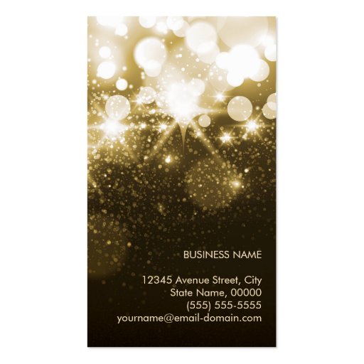 Bright Gold Glitter Sparkle Bokeh Business Card (back side)