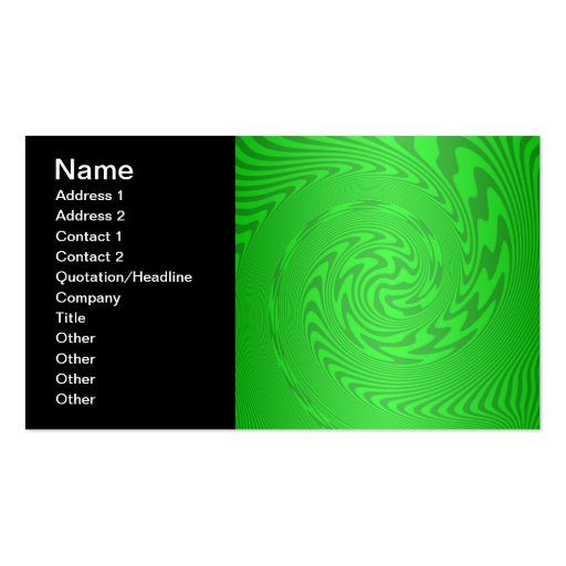 Bright Green Abstract Design Business Card Template (front side)