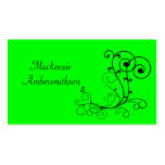 Bright Green Black Swirl Business Card