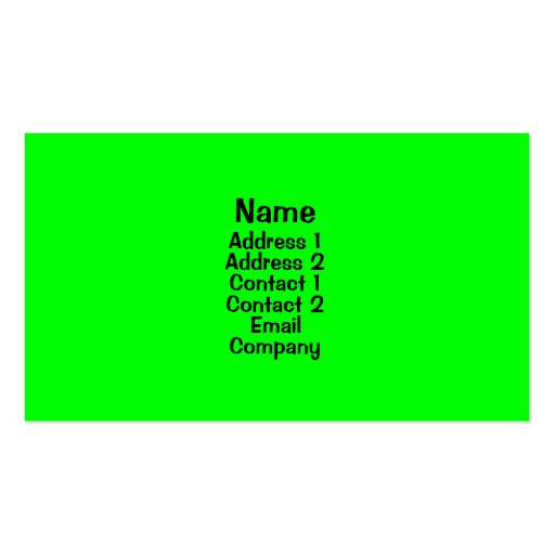 Bright Green Business Card (front side)