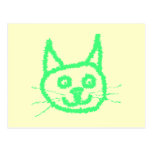 Bright Green Cat. Postcard