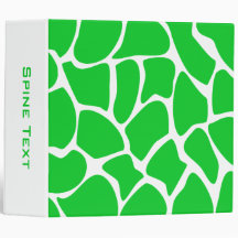 Bright Green Giraffe Print Pattern. 3 Ring Binder