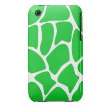Bright Green Giraffe Print Pattern. iPhone 3 Case