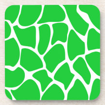 Bright Green Giraffe Print Pattern. Coasters