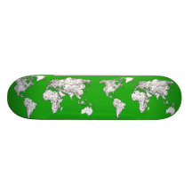 Bright green map skate board deck