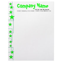 Bright Green Stars Fun Personalized Letterhead
