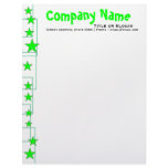Bright Green Stars Fun Personalized Letterhead