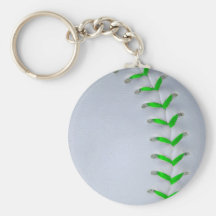 Bright Green Stitches Baseball / Softball Keychains