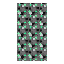 Bright Green, white and Black Floral Print Personalized Photo Card