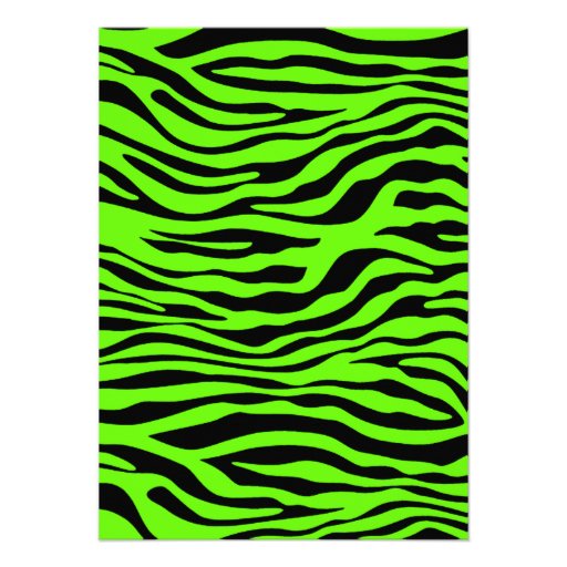 Bright Green Zebra Animal Print Personalized Invite