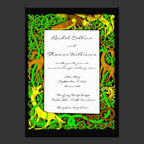 Bright Greens Celtic Animals Wedding Invitation invitations