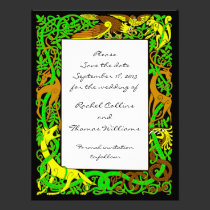 Bright Greens Celtic Save the Date Announcement invitations
