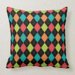 Bright Happy Argyle Two Pattern Reversible Throw Pillow