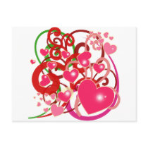 Bright Hearts and Scrolls for Lovers postcards by greenbaby Bright Hearts and Scrolls for Lovers postcards