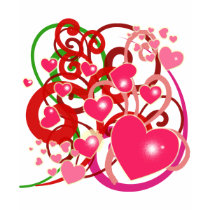 Bright Hearts and Scrolls for Lovers t-shirts