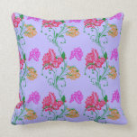 Bright Hibiscus Pattern on Lilac Pillow pillows
