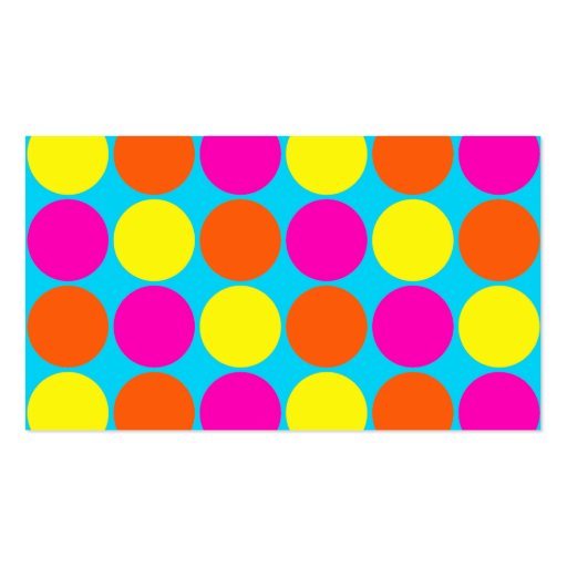 Bright Hot Pink Orange Yellow Polka Dots Pattern Business Card (back side)
