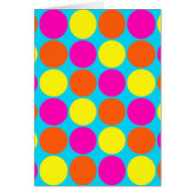 Bright Hot Pink Orange Yellow Polka Dots Pattern Greeting Card