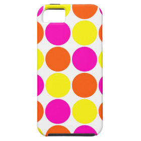 Bright Hot Pink Orange Yellow Polka Dots Pattern iPhone 5 Cover