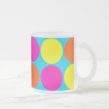 Bright Hot Pink Orange Yellow Polka Dots Pattern Coffee Mugs