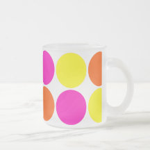 Bright Hot Pink Orange Yellow Polka Dots Pattern Coffee Mug