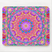 Bright India Watercolor Mandala Mousepad