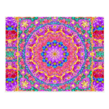 Bright India Watercolor Mandala Postcard