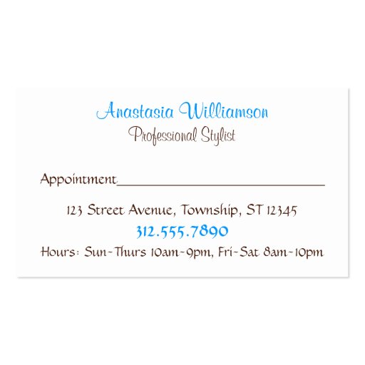 Bright Insiders Blue Appointment Cards Business Card Template (back side)