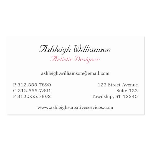 Bright Insiders Pink Business Cards (back side)