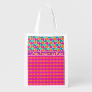 Bright Islamic Pattern and Checks Shopping Bag Grocery Bags
