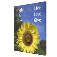 Bright & joy, live, love and give wrapped canvas. stretched canvas print