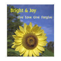 Bright & joy, live, love and give wrapped canvas. stretched canvas prints