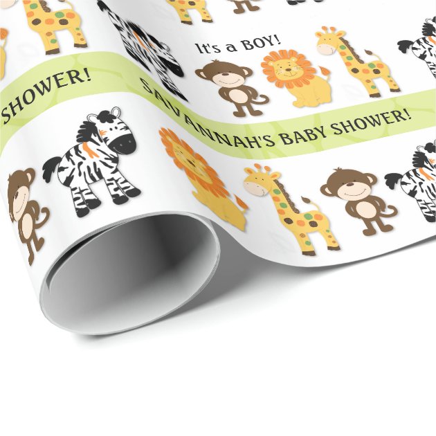 Bright Jungle Safari Customized Wrapping Paper 3/4