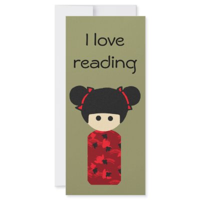 Bright Kokeshi Bookmark Rack Card Design by JapaneseInspirations