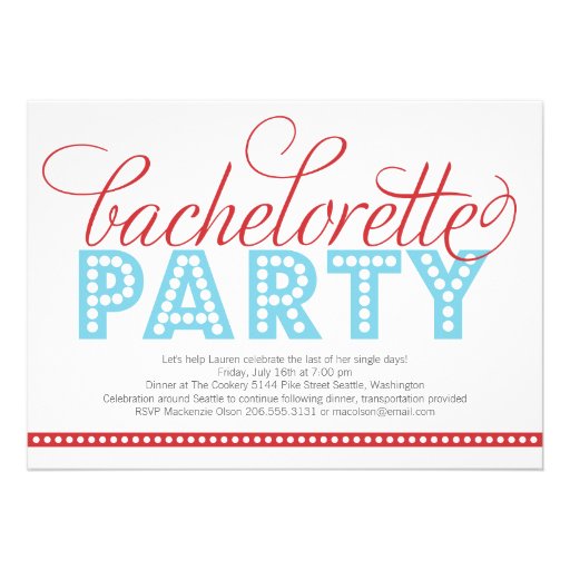 Bright Lights Bachelorette Party Invitation