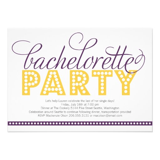 Bright Lights Bachelorette Party Invitation