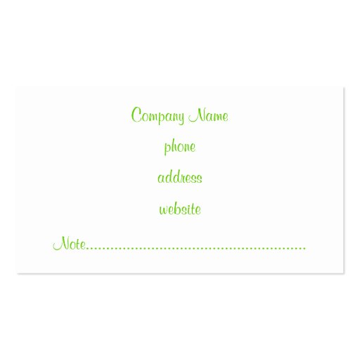 Bright Lime Business Card (back side)