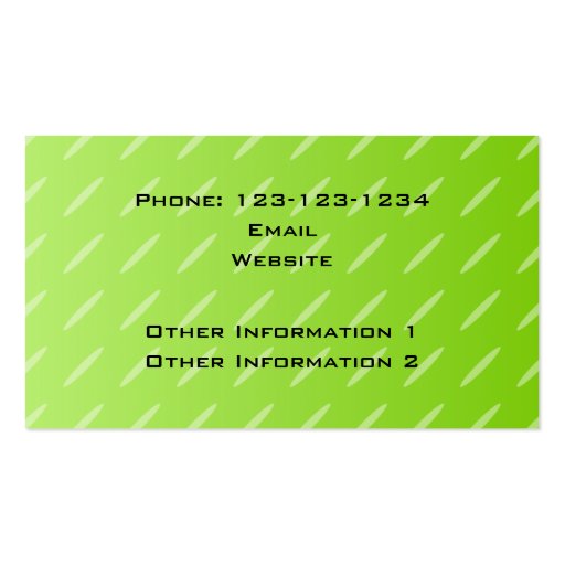 Bright Lime Green Patterned Background Design. Business Card (back side)