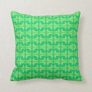 Bright Lime Green Tikki Pattern Throw Pillow