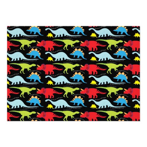 Bright Modern Dinosaur Birthday Party Invitation