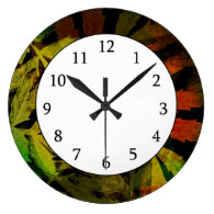 Bright Modern Leaves Abstract Pattern Clock